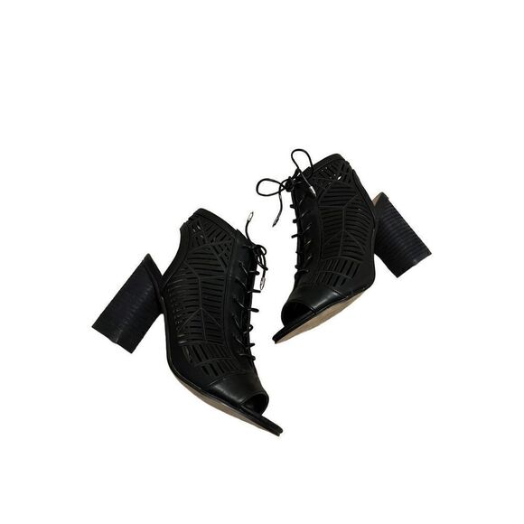 Sam Edelman Shoes - Sam Edelman Rocco Black Cut Out Lace Up Open Toe‎ Heel Bootie Size 8